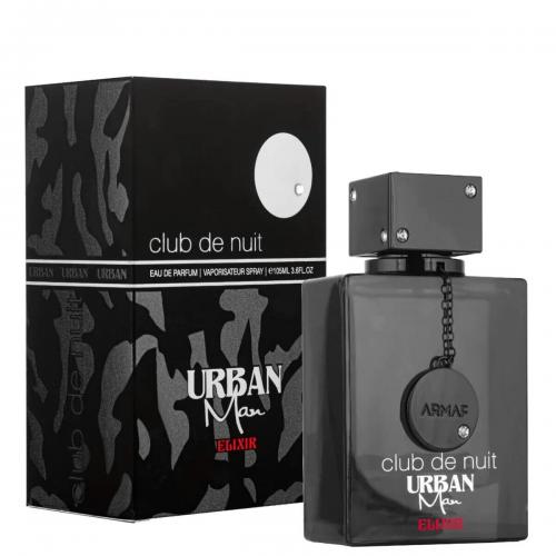Armaf Club De Nuit Urban Elixir Eau De Parfum by Pertinacia Perfume, 3.6 oz bottle with elegant packaging.
