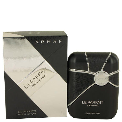 Armaf Le Parfait Eau De Toilette 3.4 oz bottle from Pertinacia Perfume, featuring a sleek design and elegant fragrance packaging.