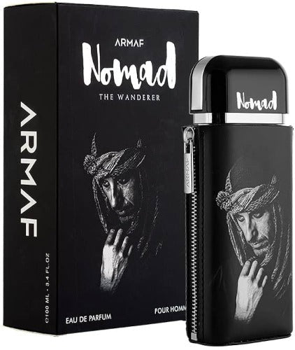 Armaf Nomad Eau De Parfum 3.4 oz bottle with sleek design, showcasing the Pertinacia Perfume brand and elegant packaging.