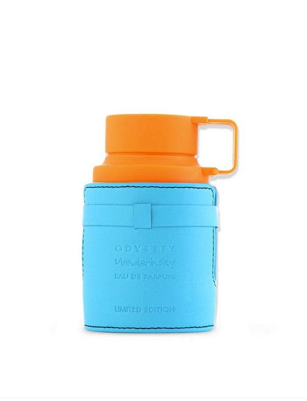 Armaf Odyssey Mandarin Sky Eau De Parfum bottle, 3.4oz, with sleek design and vibrant orange accents, showcasing luxury fragrance.