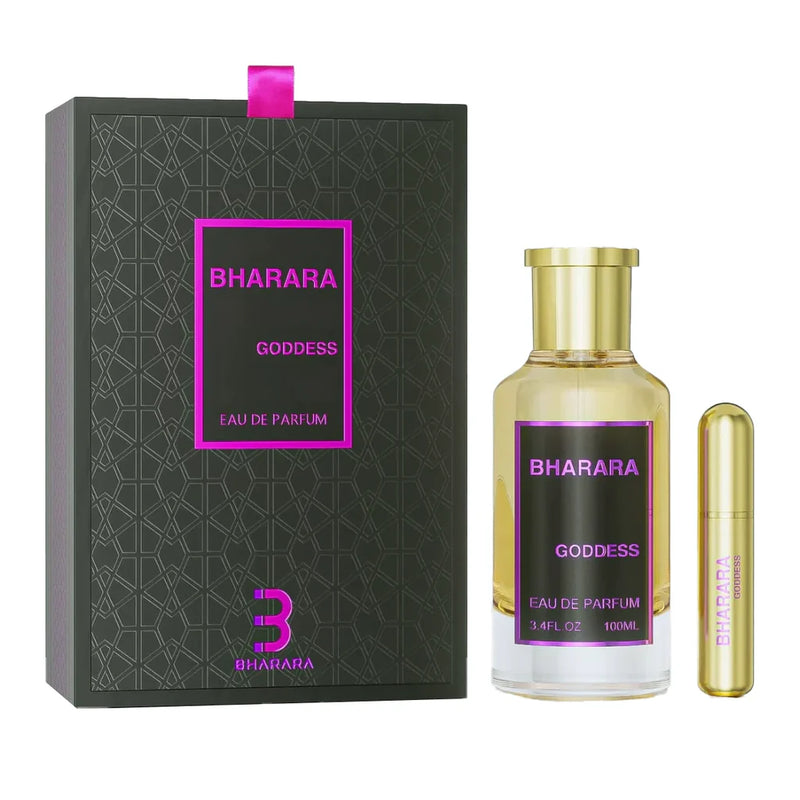 Bharara Goddess EDP perfume bottle for women by Pertinacia LLC, 3.4oz, with elegant packaging and floral fragrance design