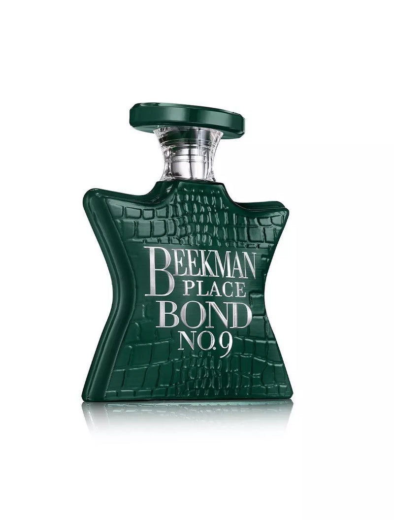 Bond No. 9 Beekman Place 3.3 oz perfume bottle by Pertinacia Perfume, elegant glass container with a sleek design.