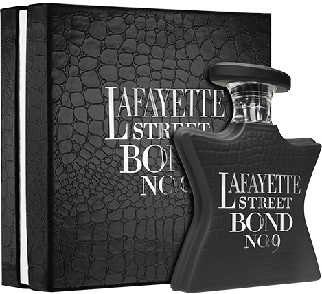 Bond No. 9 Lafayette Street 3.3 oz EDP bottle by Pertinacia Perfume, featuring a sleek glass fragrance container.