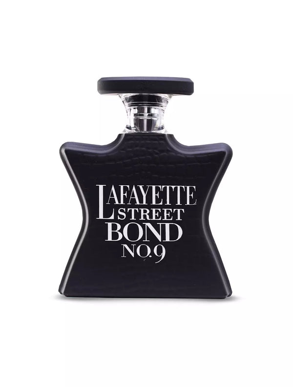 Bond No. 9 Lafayette Street 3.3 oz Eau de Parfum bottle by Pertinacia Perfume, sleek and elegant fragrance container.