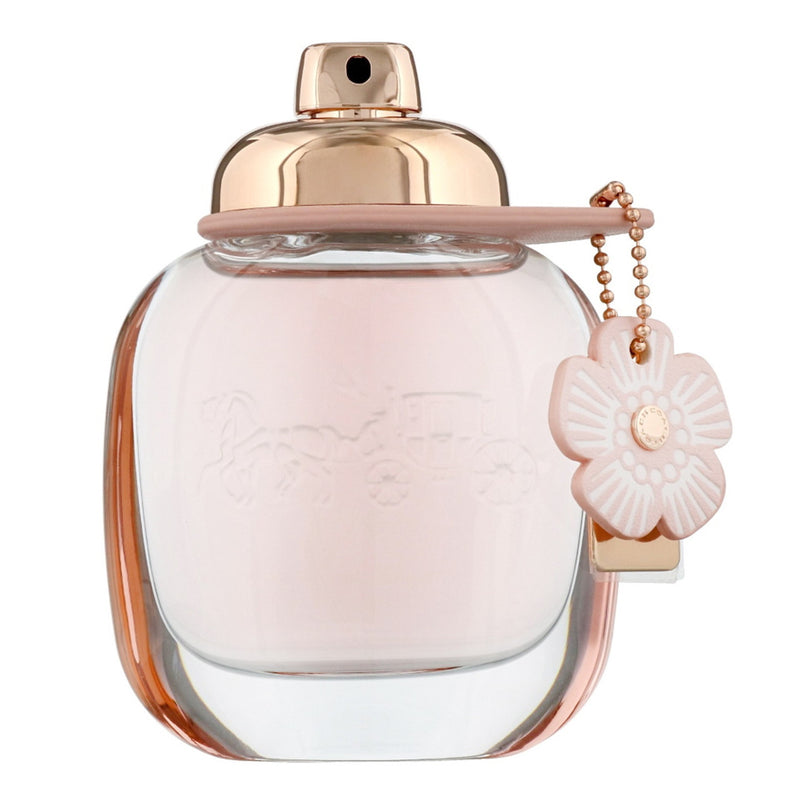 Coach Floral by Coach 3 oz Eau De Parfum spray for women, elegant perfume bottle with floral design and silver cap.