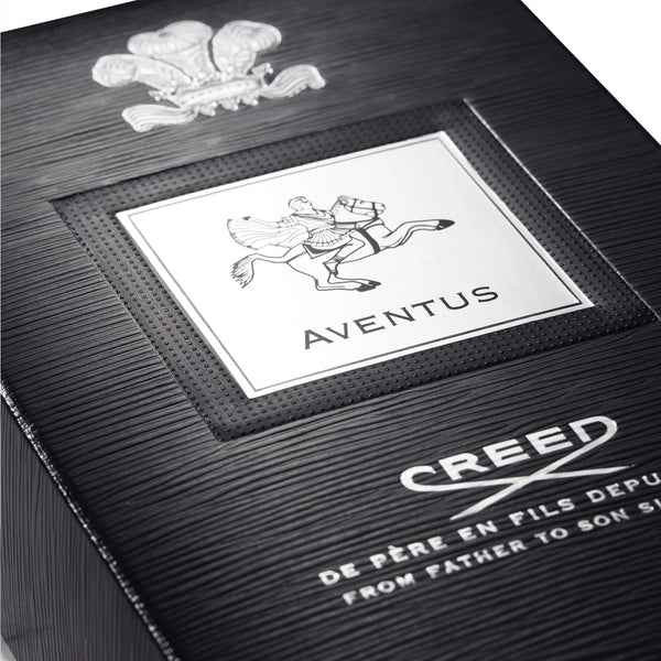 Aventus by Creed perfume bottle, 3.3 oz EDP, elegant glass bottle with black cap, from Pertinacia Perfume.