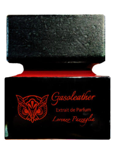 3ml Pertinacia LLC Gasoleather Lorenzo Pazzaglia decant perfume sample in a clear glass vial with black cap.