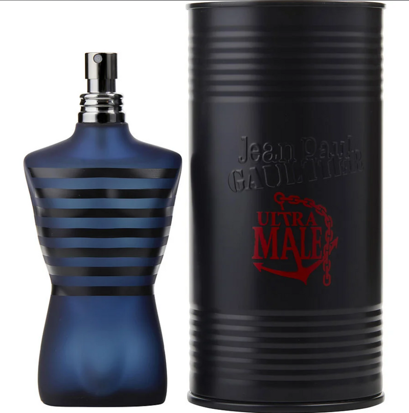 Decant sample of Jean Paul Gaultier Ultra Male EDP, 3ml perfume bottle from Pertinacia LLC, featuring sleek design and branding.