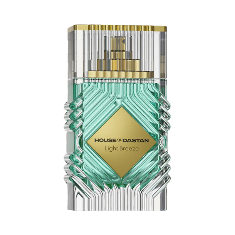 Light Breeze 3.4oz House of Dastan perfume extrait by Pertinacia Perfume, showing the elegant bottle with a clear fragrance label.