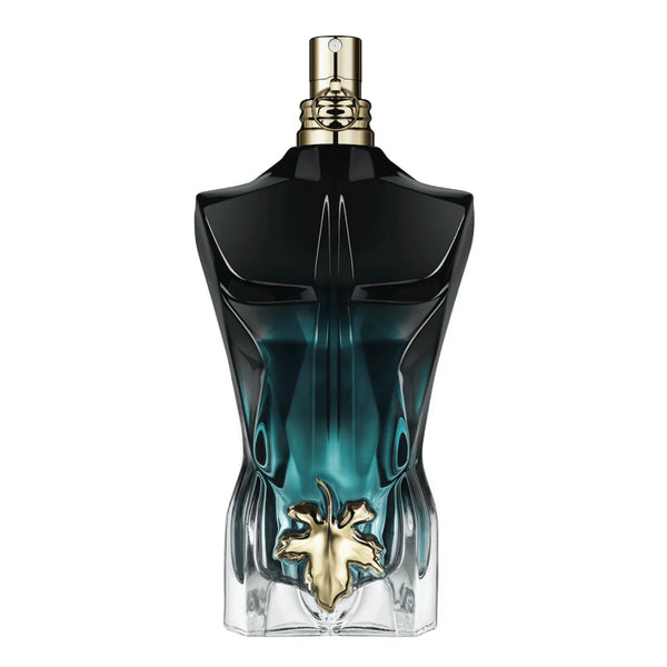 Bottle of Jean Paul Gaultier Le Beau Le Parfum Intense men's perfume by Pertinacia Perfume, 4.2 oz with sleek design.