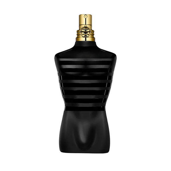 Jean Paul Gaultier Le Male Le Parfum 4.2oz bottle for men, featuring distinctive design and branding, on a neutral background.