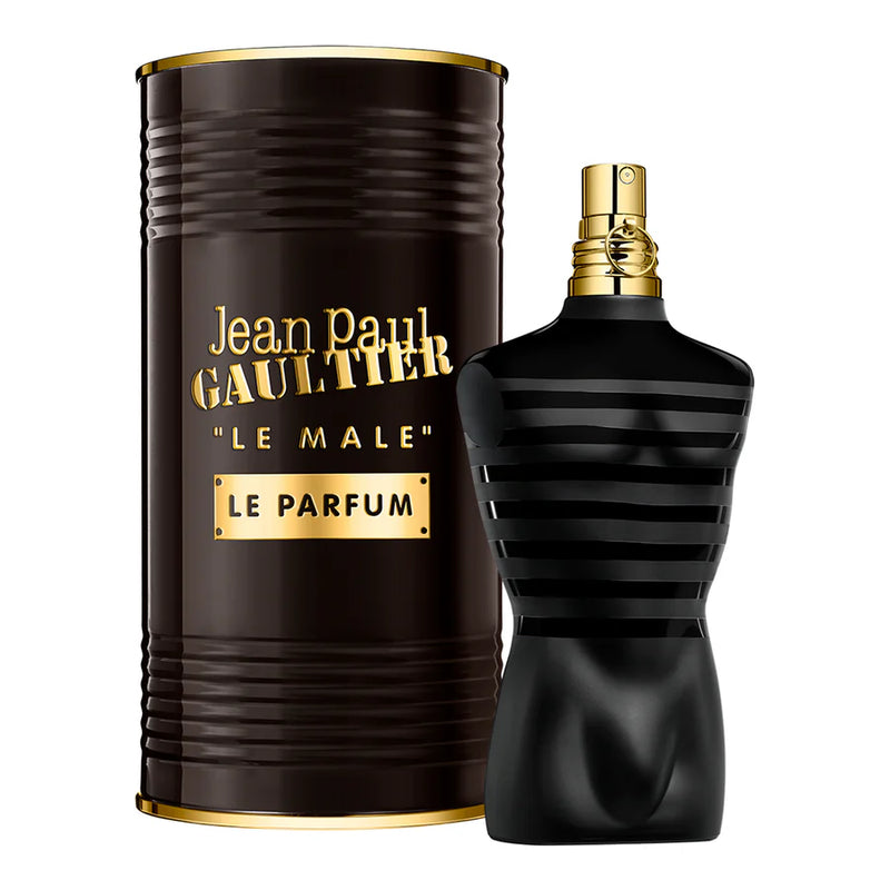 Jean Paul Gaultier Le Male Le Parfum 4.2oz men's perfume bottle with sleek design and distinctive branding.