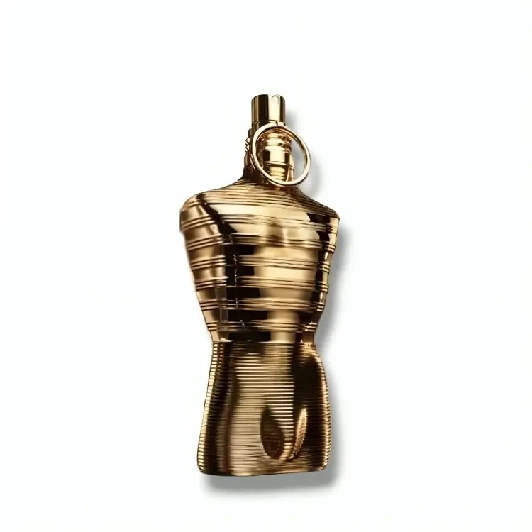 Jean Paul Gaultier Le Male Elixir Absolu 2025 4.2oz EDP perfume bottle with sleek design and branding visible.