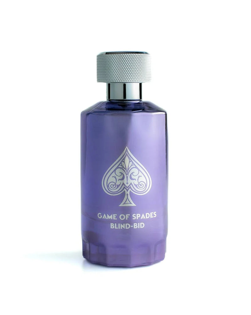 Jo Milano Game of Spades Blind Bid perfume bottle by Pertinacia LLC, 3.4 oz parfum with elegant packaging and branding.