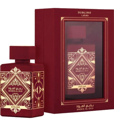 Decant sample of Lattafa Badee Al Oud Sublime Eau de Parfum by Pertinacia LLC, showcasing the elegant perfume bottle.