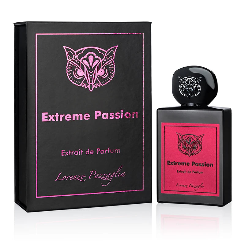 Lorenzo Pazzaglia Extreme Passion perfume bottle, 1.7 oz, with elegant packaging and sleek design, by Pertinacia LLC.