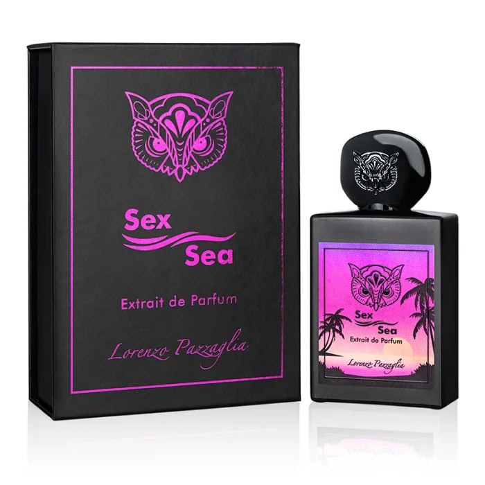 Lorenzo Pazzaglia Sex Sea perfume bottle, 1.7oz, with elegant packaging and branding from Pertinacia LLC.