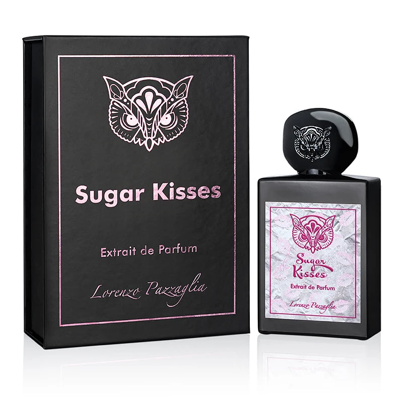 Lorenzo Pazzaglia Sugar Kisses perfume bottle, 1.7oz, with elegant packaging showcasing the fragrance's sleek design.