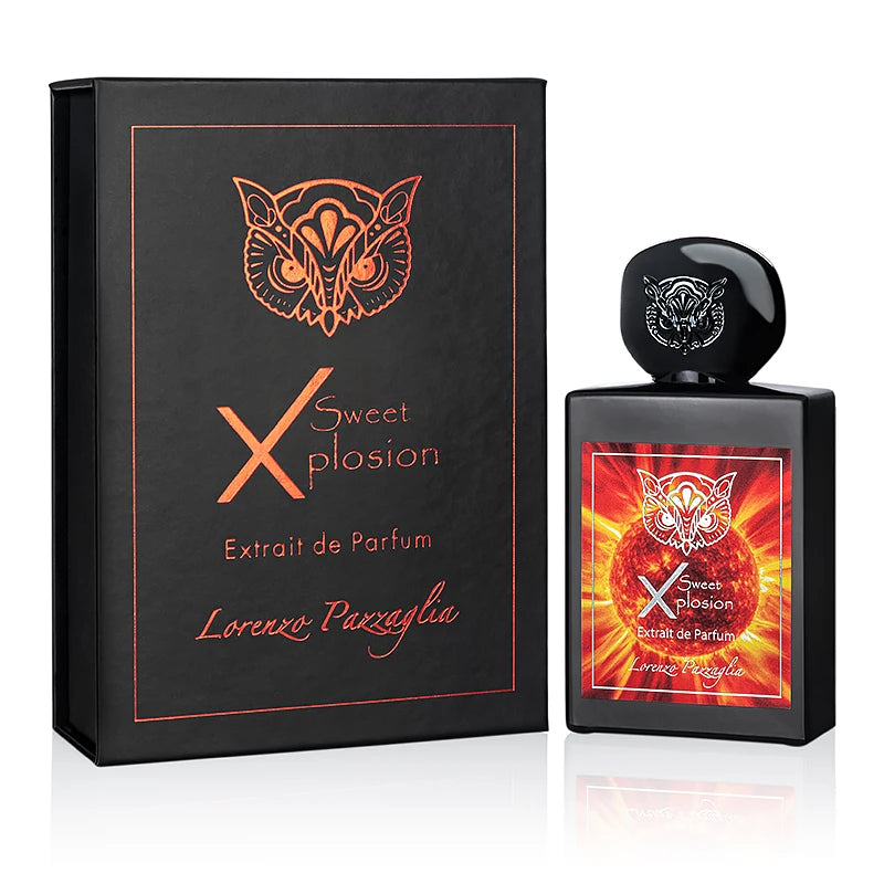 Sweet Xplotion Lorenzo Pazzaglia perfume bottle by Pertinacia LLC, 1.7oz, with elegant design and fragrance details visible.
