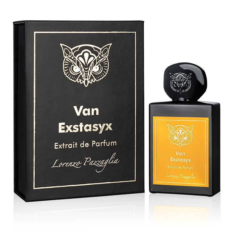 Van Exstasyx Lorenzo Pazzaglia perfume by Pertinacia LLC in a 1.7oz bottle, featuring elegant packaging and a sophisticated scent.