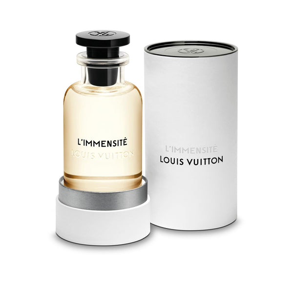 3ml Louis Vuitton L'Immensite decant perfume sample by Pertinacia LLC, featuring elegant packaging and fragrance details.