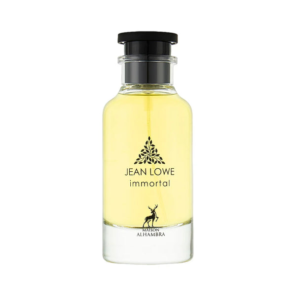 Maison Alhambra Jean Lowe Immortal 3.4oz EDP perfume bottle from Pertinacia Perfume, shown in a sleek design.
