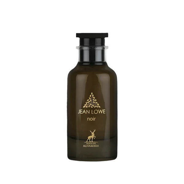Maison Alhambra Jean Lowe Noir perfume by Pertinacia, 3.4oz EDP bottle with elegant black packaging and floral accents.