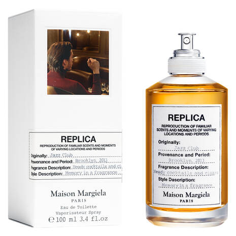 Pertinacia Perfume Jazz Club Maison Margiela for Men EDT bottle, 3.4oz, stylish fragrance with sleek packaging and black cap.
