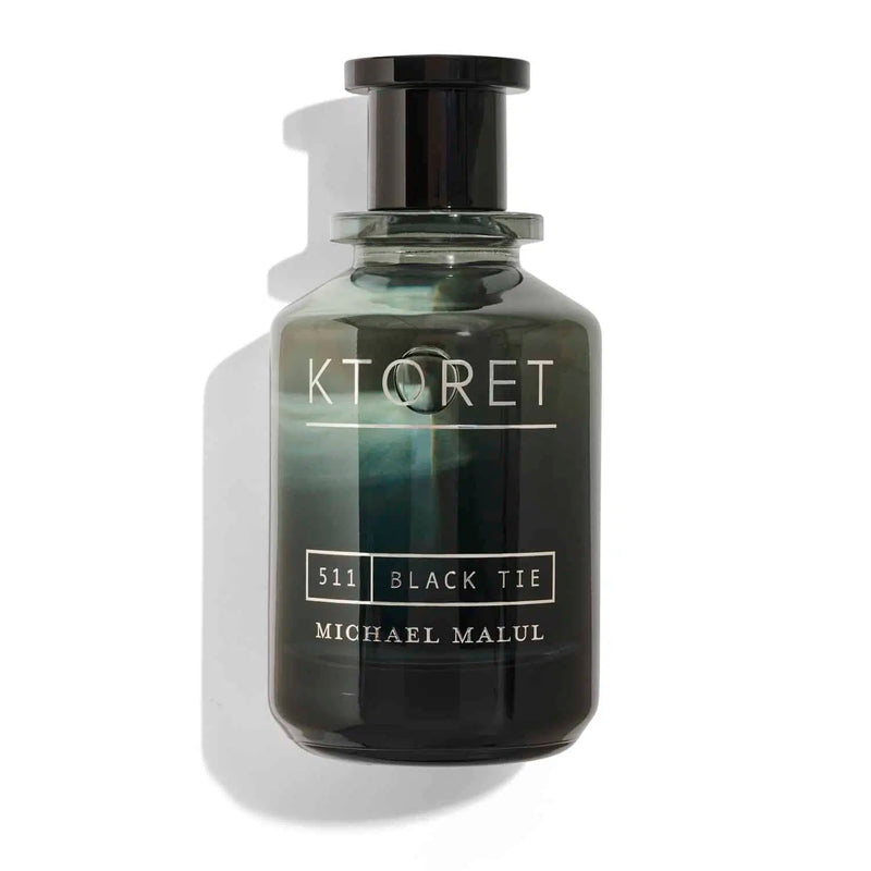 Michael Malul 511 Black Tie 3.4oz EDP bottle by Pertinacia Perfume, featuring sleek black packaging and elegant design.