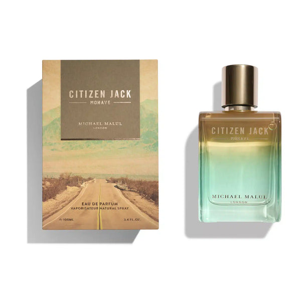 Michael Malul Citizen Jack Mohave 3.4oz EDP perfume bottle, featuring sleek packaging and elegant design by Pertinacia Perfume.