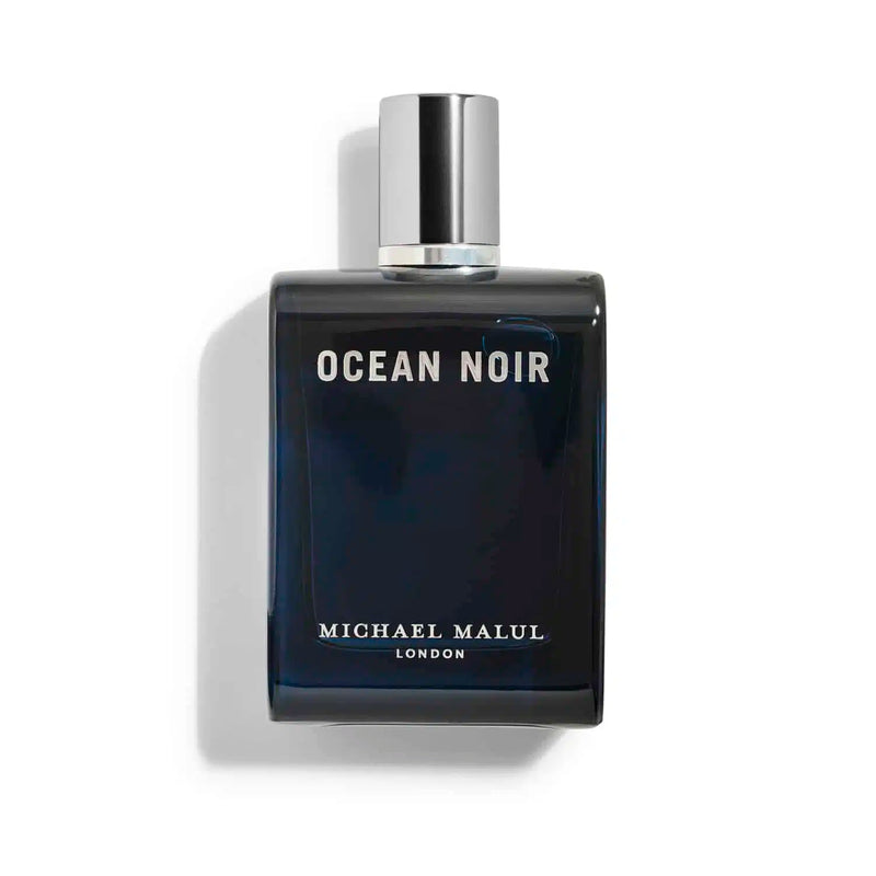 Michael Malul Ocean Noir 3.4oz EDP perfume bottle by Pertinacia Perfume featuring sleek black packaging and elegant design