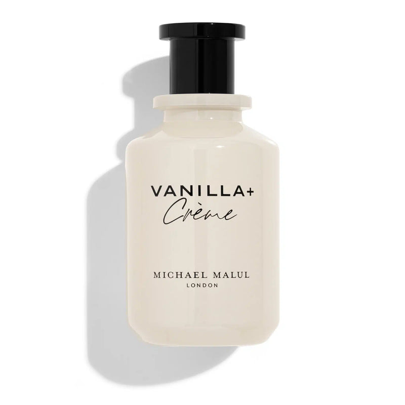 Michael Malul Vanilla + Creme perfume by Pertinacia, 3.4oz EDP bottle with a sleek design and vanilla scent.