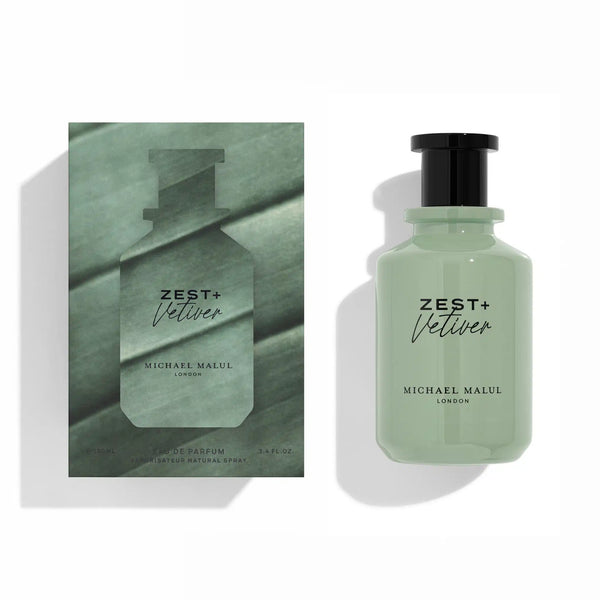 Michael Malul Zest + Vetiver 3.4oz perfume bottle by Pertinacia Perfume, featuring a sleek design with Zest and Vetiver fragrance notes.