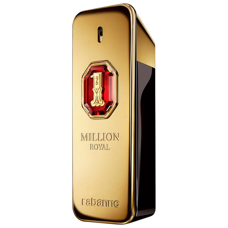 Paco Rabanne 1 Million Royal 3.4oz parfum bottle with gold accents, showcasing luxurious packaging and brand logo.