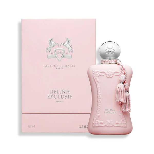 Pertinacia Perfume Delina Exclusif by Parfums de Marly 2.5 oz EDP bottle with elegant packaging and branding.