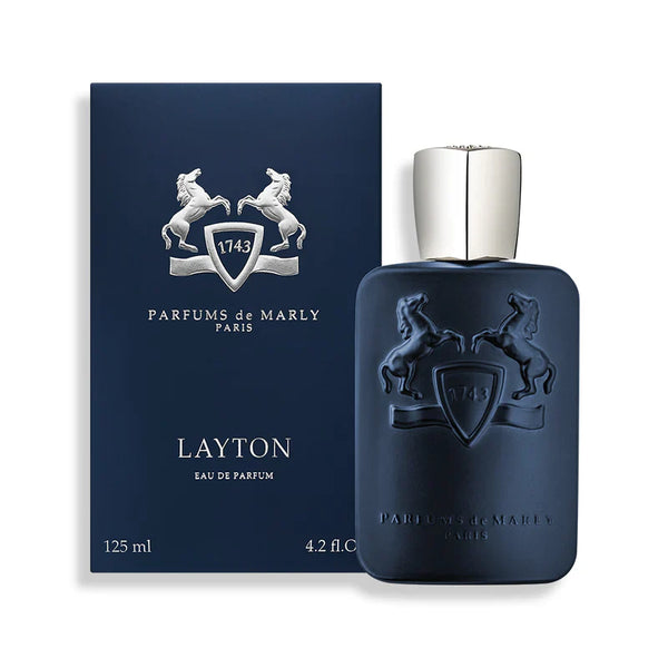 Layton by Parfums de Marly 4.2oz Eau de Parfum bottle with sleek design, showcasing the luxury fragrance brand Pertinacia Perfume.