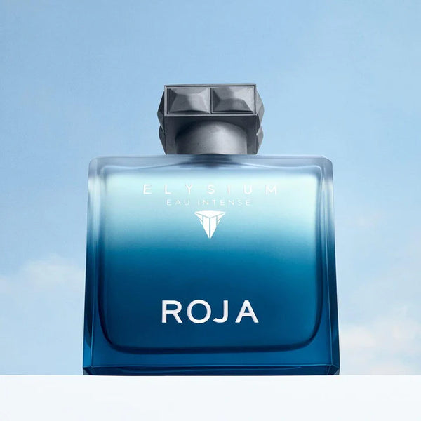 Elysium Eau Intense Roja Parfums for Men by Pertinacia Perfume, 3.4oz bottle of Roja Dove EDP with elegant packaging.