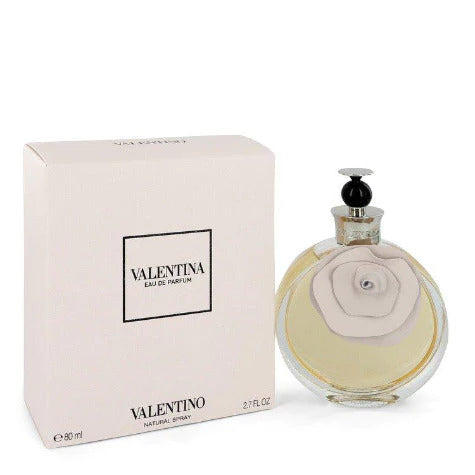 Valentina by Valentino 2.7 oz Eau De Parfum spray for women, elegant bottle with gold accents and floral design.