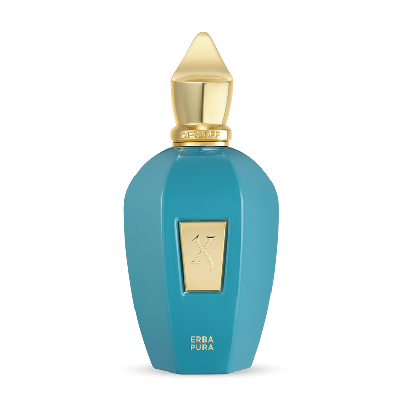 Erba Pura by Xerjoff perfume bottle, 3.4 oz unisex EDP from Pertinacia Perfume, elegant glass bottle with gold accents.