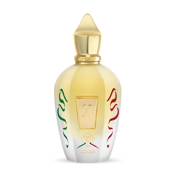 Xerjoff Decas 1861 3.4oz unisex EDP perfume bottle from Pertinacia Perfume, featuring elegant packaging and design.