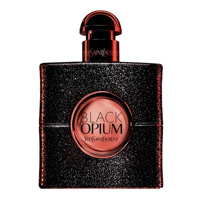 Yves Saint Laurent Black Opium Eau De Parfum 3.4 oz for women, dark perfume bottle with black and gold accents.