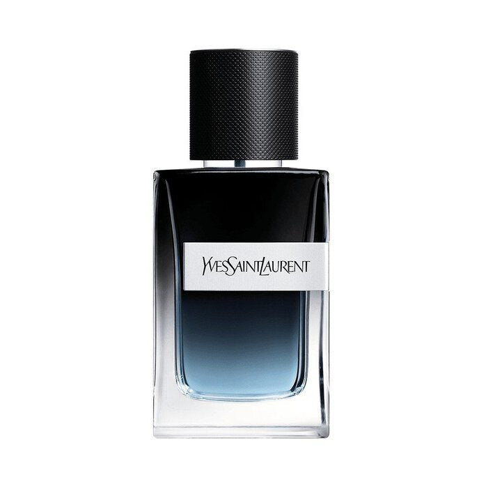 Yves Saint Laurent Y Eau De Parfum spray for men in 3.3 oz bottle, black rectangular packaging with gold accents