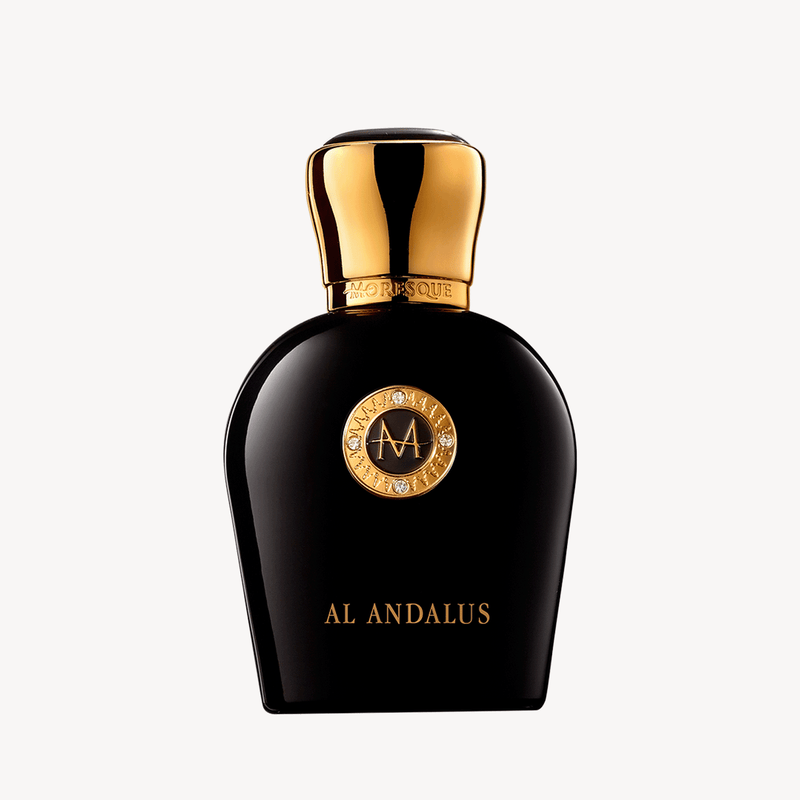 Al Andalus Moresque perfume bottle from Online Warehouse, 1.7 oz, featuring intricate design and elegant packaging.