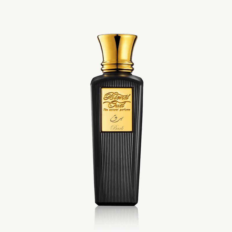 Bark Blend Oud perfume bottle from Online Warehouse showing a dark, elegant glass container with gold accents and aromatic fragrance.