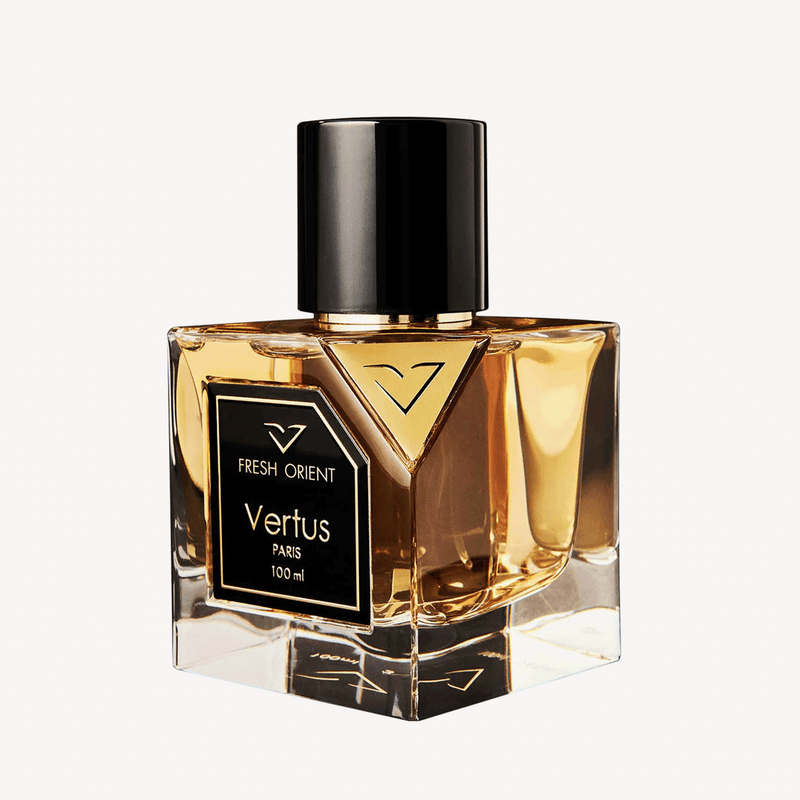 Fresh Orient Vertus perfume bottle from Online Warehouse, 3.4 oz, with sleek design and elegant label on a white background.
