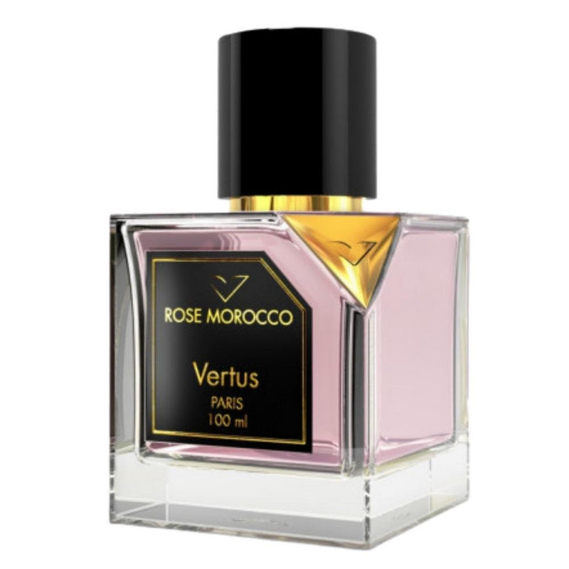 Morocco Rose Vertus perfume bottle by Online Warehouse, 3.4 oz, with elegant packaging and a floral fragrance design.