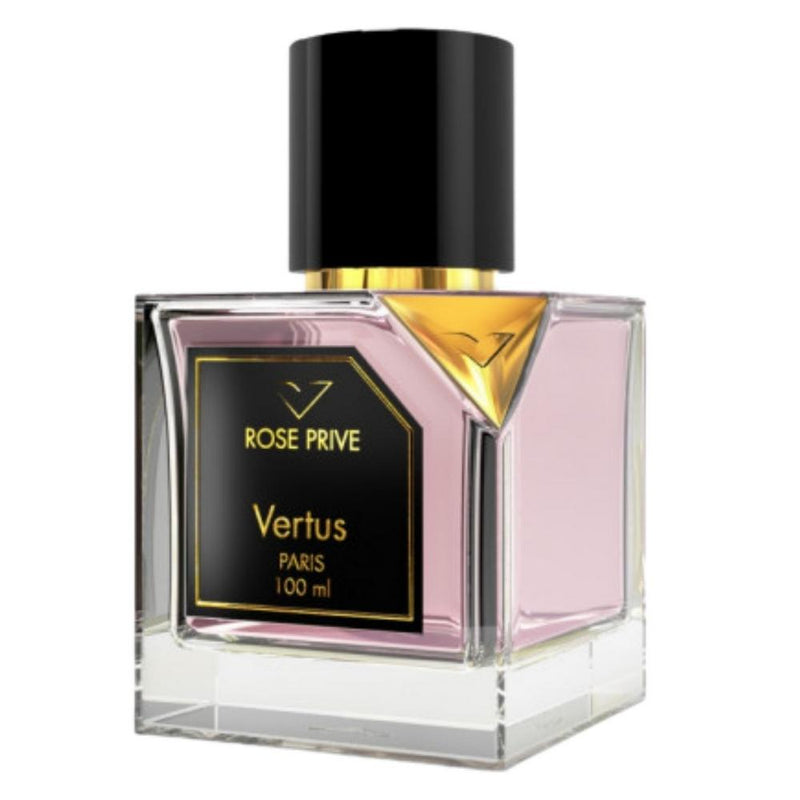 Rose Prive Vertus perfume bottle, 3.4 oz, featuring a sleek design and floral rose scent, from Online Warehouse.