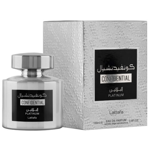 Lattafa Confidential Platinum Eau De Parfum 3.4oz for Men