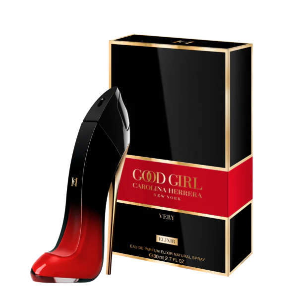 Carolina Herrera Very Good Girl Elixir 2.7oz EDP perfume bottle with elegant packaging, part of Pertinacia Perfume collection