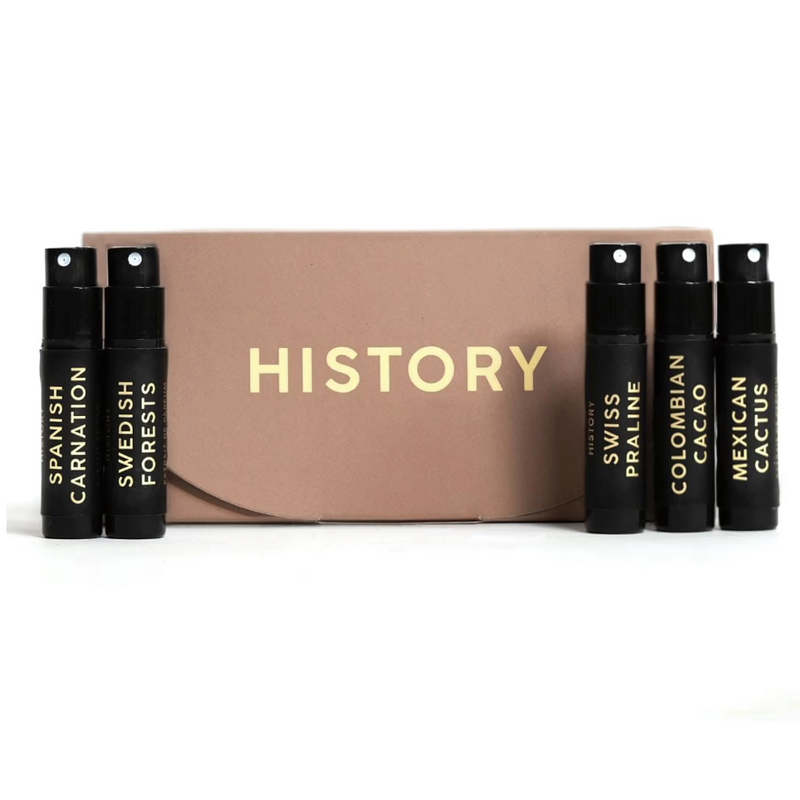 Alghabra Parfums History Discovery Set with 1 oz bottles, featuring a collection of unique perfume and cologne scents.